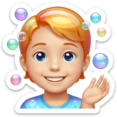Burbujas y un niño sticker