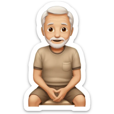old man enjoying retirement, cheerful, casual clothes, sitting on a bench, outdoors, sunny day sticker