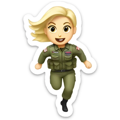 Blonde female paratrooper running to bathroom  sticker