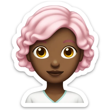white woman with baby pink hair  sticker