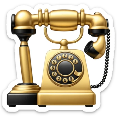 One single Gold and black phone icon, png, no background, no border sticker