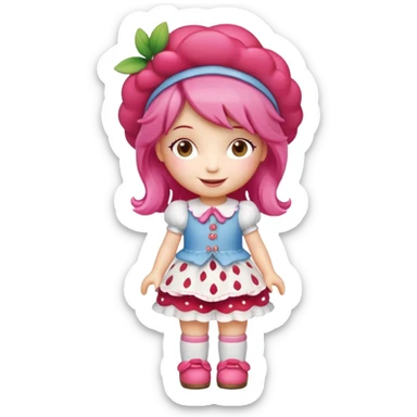 Isolated, detaile illustration of the most incredibly adorable modern strawberry shortcake doll
figurine imaginable, toy style. sticker