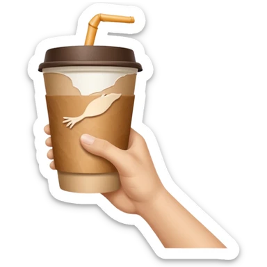 una mano con un bicchiere di carta con dipinto sopra la creazione d'adamo sticker