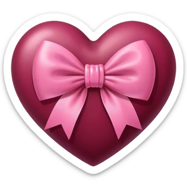 Burgundy heart with a pink bow in the middle sticker