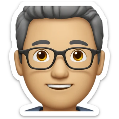 fifty year old less-hair chinese man with eyeglasses sticker