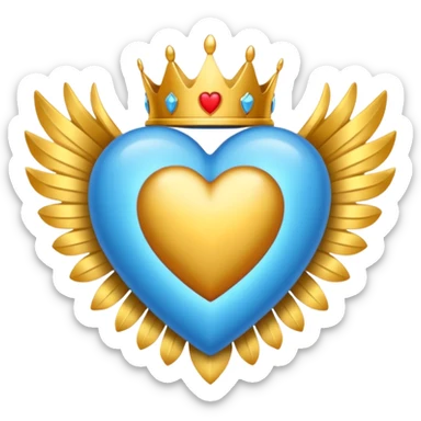 Un emoji de corazón azul con alas y una corona sticker