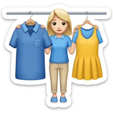 trying on clothes shopper sticker