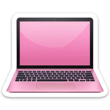  pink pink laptop with a sleek modern design, open screen, soft lighting and reflections, minimal aesthetic, isolated on transparent background, realistic style sticker
