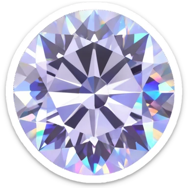 round cut white diamond with holographic shine and sparkles sticker