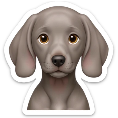 cinematic-noble-weimaraner puppy-portrait-emoji,-poised-and-regal,-with-a-strong,-athletic-build-and-a-lustrous,-well-groomed-grey fur,-deep-set-soulful-brown-eyes,-simplified-yet-sharp-and-sophisticated-features,-highly-detailed, sticker