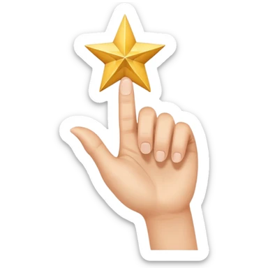 hand pointing one index finger with a star at the tip sticker
