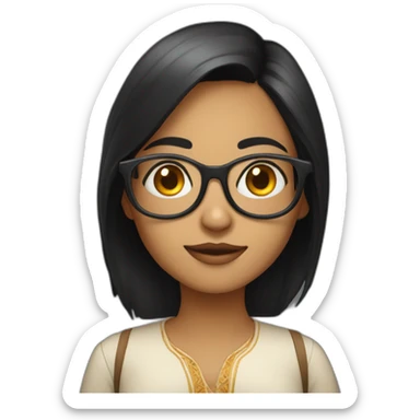 Fair indian girl with mid length black hair and spectacles sticker