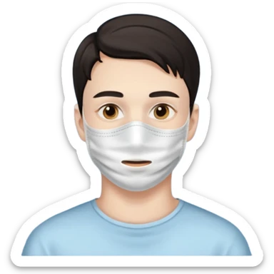  man, thin sheet face mask sticker