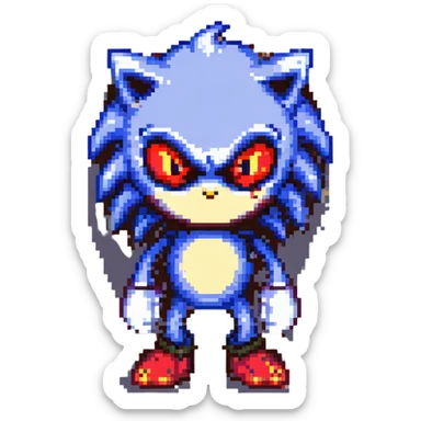Sonic.exe, the creepy version of Sonic the Hedgehog, with red glowing eyes, sinister smile, and dark aura sticker