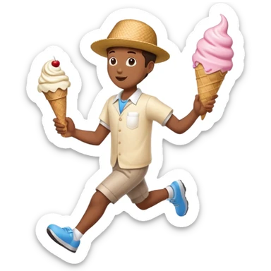person running away from ice cream man sticker