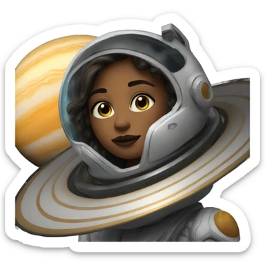 a girl on saturn sticker