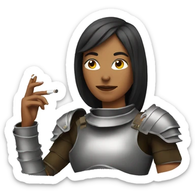 woman wearing armor smoking a cigarette sticker