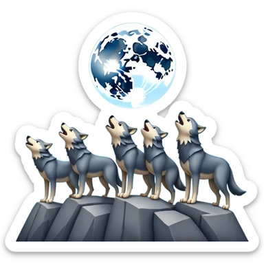 Wolf pack howling in different directions  sticker