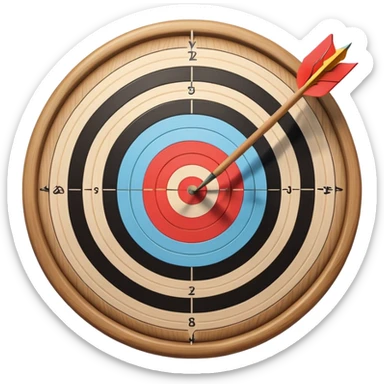 A bow with arrows drawn and ready, aimed at a target with concentric rings. The focus is on the elegance and precision of archery, with the target clearly visible in the background, symbolizing skill and concentration in the sport. sticker