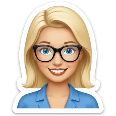 Photo Realistic 50's pin up,  blonde, black glasses and blue eyes full figure sticker