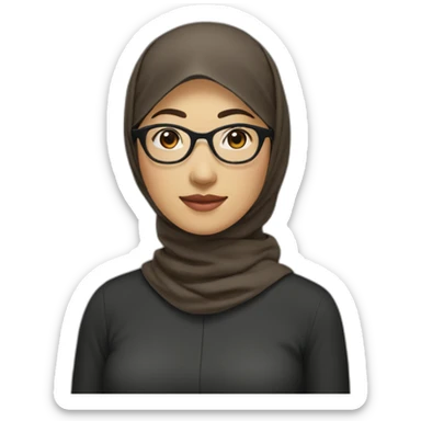 asian-woman-wearing-brown-hijab-and-black-shirt-and-rounded-glasses sticker