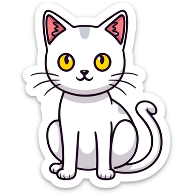 skinny black cat with yellow eyes sticker
