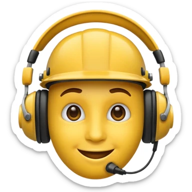 un emoji qui écoute de la musique avec un casque audio avec un léger sourire sticker
