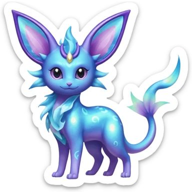 Shiny Nebulae Delcatty-Espeon-Lumineon-Vaporeon-Amaura-Dragonair-Fakémon-hybrid-creature (full body)  sticker