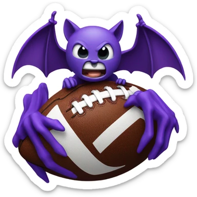purple bat carrying an nfl football sticker