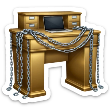 Desk draped in chains sticker