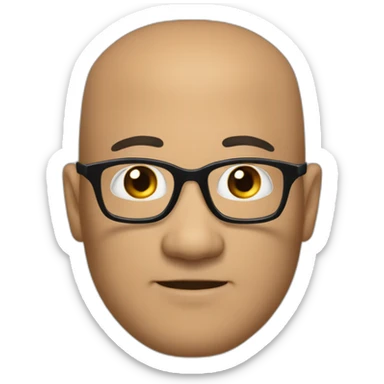 fifty year old small-flat-head-Chinese-man with eyeglasses wearing black-quarter-zip sticker