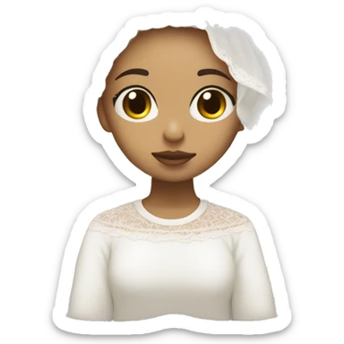 Light skin girl praying with eyes closed and lace white veil  sticker