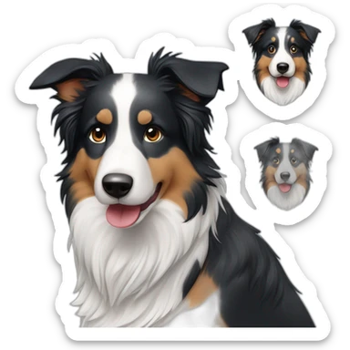 Left side face tricolor right side face blue merle border collie sticker