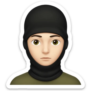 Un joven con un pasamontañas negro que solo le deje ver los ojos y cejas sticker