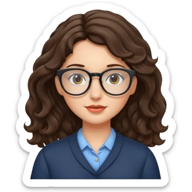 Brunette girl with wavy hair and glasses sticker