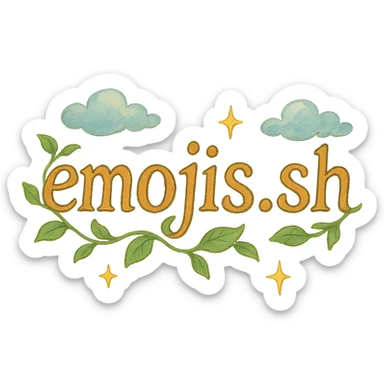 the text 'emojis.sh' in a ghibli-inspired, whimsical style sticker