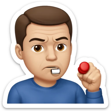 Man putting his fist in his mouth sticker