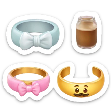 Rings who are a family who have dad ring with a moustache, mom ring with a bow, and baby ring with a milk bottle  sticker