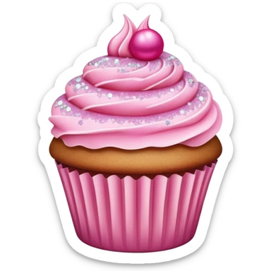 cupcake with pink icing, с блёстками sticker