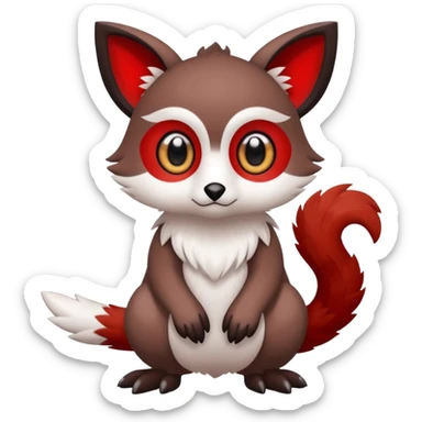 Cute cool white red dark-brown animal hybrid Fakemon full body sticker