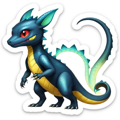 Shiny Exotic Salandit-Umbreon-Charmeleon-Fakémon-hybrid-creature (full body)  sticker
