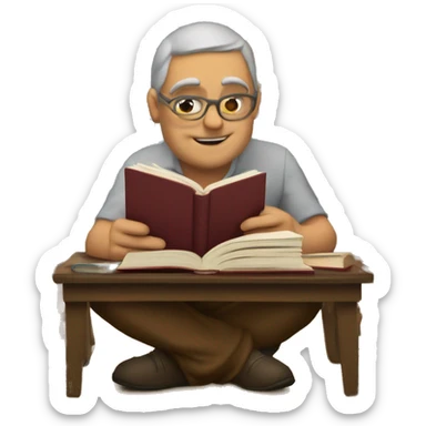 unconejo estudiando y sentado sobre varios libros sticker