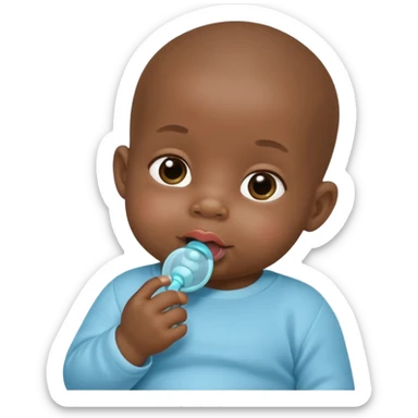 Black baby using pacifier blushing binky sticker
