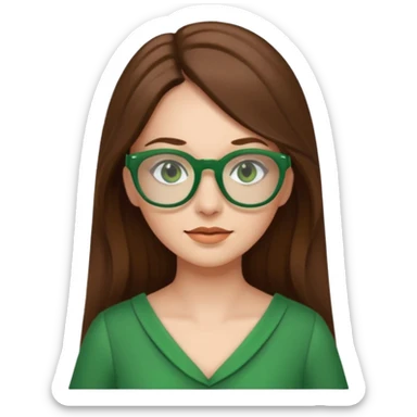 green glasses and green dressed woman long hair sticker