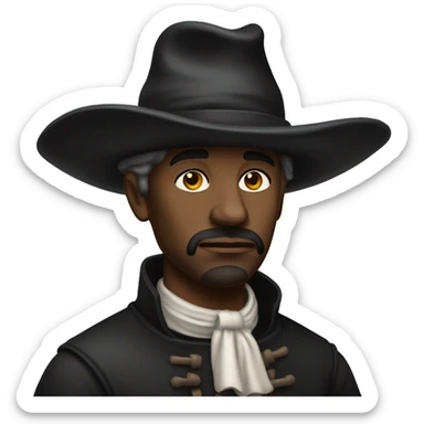 Massachusetts Bay Colony pilgrim with a black hat and somber expression sticker