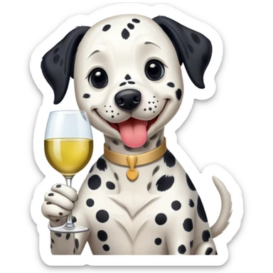 Dalmatian dog drinking white wine sticker