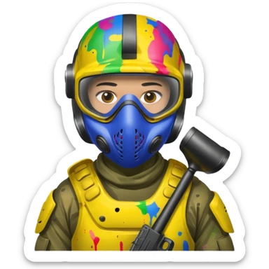 paintball player face shot with lots of colors sticker