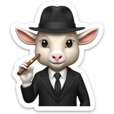 a 3D Goat emoji dressed as a Mafia Boss sticker