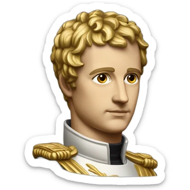 Laurel wreath on short hair serious napoleon bonaparte golden statue sticker