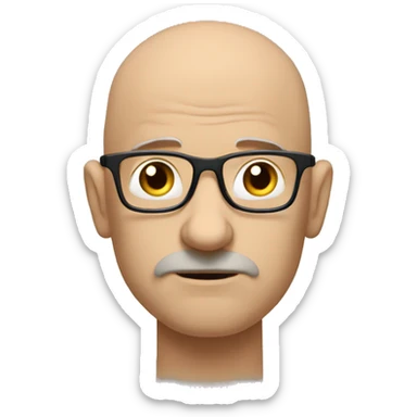 Create an image of a bald man with glasses, looking thoughtful and serious, wearing a plain T-shirt. Add the caption: ‘Did you not understand everything or just part of it?’ sticker